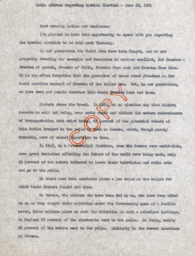 Radio Address regarding 1951 Special Election 