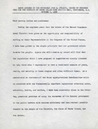 Radio address over Station WEAN, October 7, 1958