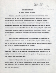 Speech by Honorable John E. Fogarty, "The Next Five Years- An Era of Promise in Health," 8-5-58