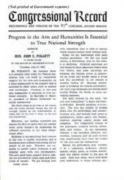 "Progress in the Arts and Humanities is Essential to True National Strength"