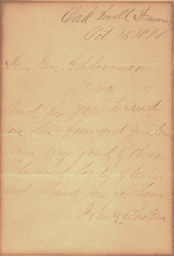 John Greenleaf Whittier letter to Mrs. Addermann, 1890 October 15
