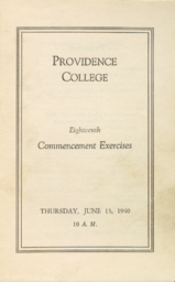 Providence College Commencement Program 1940