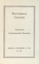 Providence College Commencement Program 1942 December
