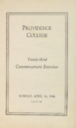 Providence College Commencement Program 1944
