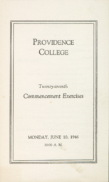 Providence College Commencement Program June 1946