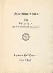 Providence College Commencement Program 1951
