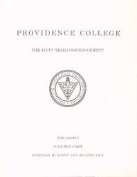 Providence College Commencement Program 1971