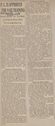 PC is Approved for War Training- Newspaper Clipping