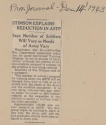 Stimson Explains Reduction in ASTP