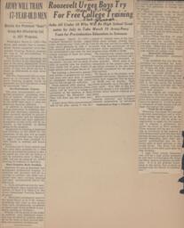 Roosevelt Urges Boys to Try for Free College Training-Newspaper Clipping