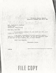 Letter from Cornelius Moore to Adelaide Babcock 11/22/52
