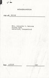 Memorandum from Adelaide Babcock 2/2/58