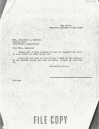 Letter from Cornelius Moore to Adelaide Babcock 5/3/58