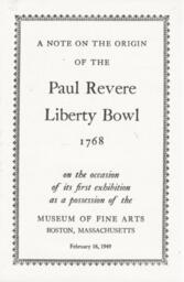 Description of the Origin of Paul Revere Liberty Bowl  