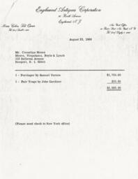 Invoice for Vernon Porringer and Gardiner Tongs 8/23/66