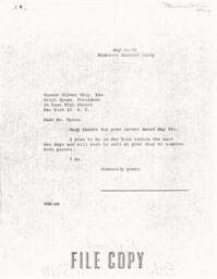 Letter from Cornelius Moore to Ralph Hyman 5/6/60