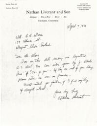 Letter from Nathan Liverant to Cornelius Moore 4/7/53