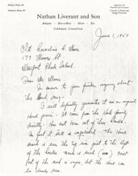 Letter from Israel Liverant to Cornelius Moore 6/1/54