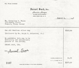 Invoice for Old American Silver Mug