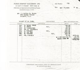 Invoice from Parke-Bernet Galleries