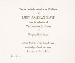 Invitation to Early American Silver Display at Newton College of the Sacred Heart