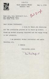 Letter from Reverend Edward P. Doyle, O.P. to Reverend Terence S. McDermott, O.P.