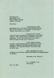 Letter from Reverend R.L. Every, O.P. to Reverend Edward P. Doyle, O.P.