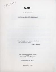 Facts on the proposed National Service Program
