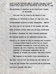 "The Importance of Libraries in the Educational Program of the Nation" 