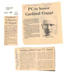 Two articles regarding the honorary degree given to his Eminence Mario Luigi Cardinal Ciappi, O. P.