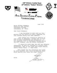 Letter from George Fisher to Major Michael McNamara