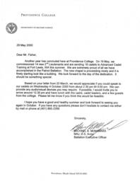 Letter from Major Michael McNamara to George Fisher