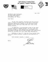 Letter from George Fisher to Sergeant Major Gary Fortunato