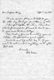 Letter from Robert Madson to Professor Robert Deasy