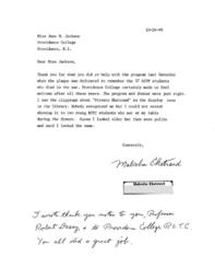 Letter from Malcolm Ekstrand to Jane Jackson