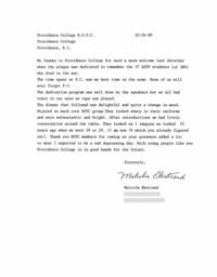 Letter from Malcolm Ekstrand to Providence College ROTC
