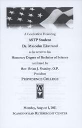 Honorary Degree Presentation to Malcolm Ekstrand: Program