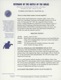 Veterans of Battle of the Bulge- Meeting Notice with note from George Fisher