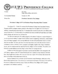 Providence College ASTP Unit Dedicates Plaque Honoring Fallen Comrades