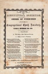 Agricultural Exhibition. Order of Excercises in the Congregational Church, Amesbury