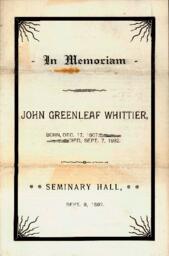 In Memoriam - John Greenleaf Whittier