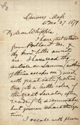 John Greenleaf Whittier letter to Edwin P. Whipple, 1879 June 27
