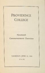 Providence College Commencement Program 1941