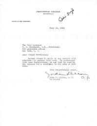 Letter from Reverend Jordan J. Dillon, O.P. to Reverend T.S. McDermott, O.P.