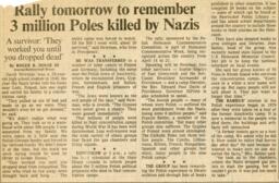 Rally tomorrow to remember 3 million Poles killed by Nazis