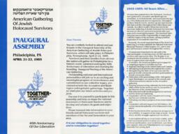 American Gathering of Jewish Holocaust Survivors Inaugural Assembly pamphlet