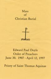 Reverend Edward P. Doyle, Mass of Christian Burial pamphlet