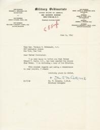 Letter from Military Delegate William T. McCarty to Reverend Terence S. McDermott, O.P.