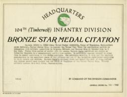 Bronze Star Medal Citation